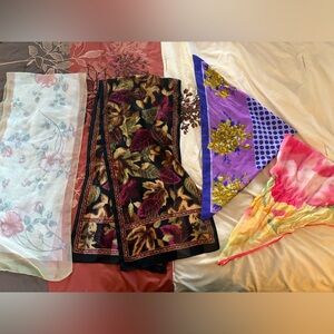 4 piece vintage scarf lot scarves